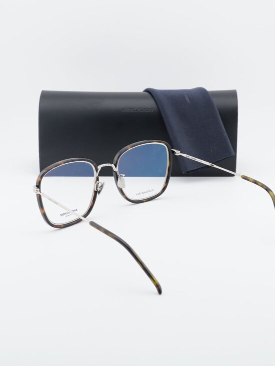 Saint Laurent SL440/F OPT 002 Square Eyeglasses – Havana/Silver 54mm main image 10